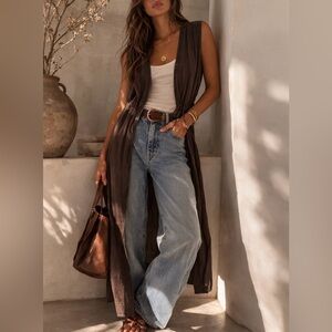 Italian Linen Boho Duster Vest Tie Front | Made in Italy | NWT